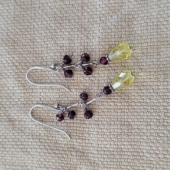Silpada Sterling Silver,Garnet, and Yellow Quartz Dangle Earrings W1054-HTF - Picture 3 of 7